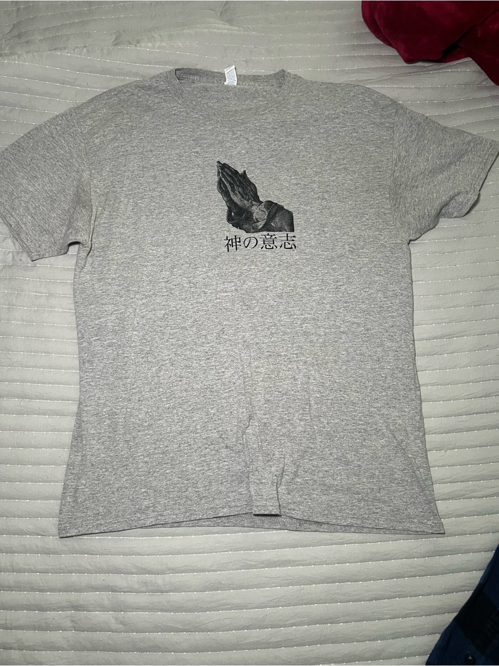 Men’s Jerzees Dri-Power Gray Graphic Prayer Hands T-Shirt